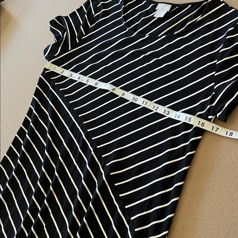 Chico’s Spliced Stripe A-Line Dress - Black/White - Size 0 - US 4-6 - Picture 6 of 9